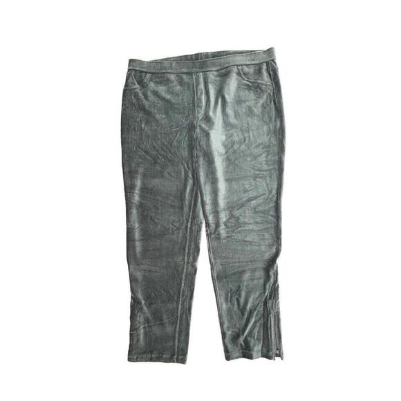 Susan Graver Pull On Skinny Ankle zipper Women's size XL Gray Corduroy Pants - Picture 1 of 4